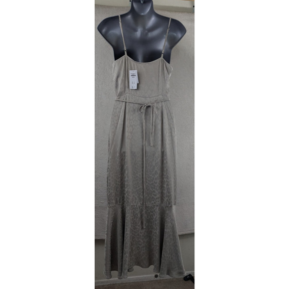 Abercrombie sz M Satin Wrap Dress animal print gray sleeveless tank 0625 - Picture 4 of 7